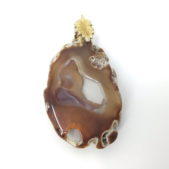 2/$25 Vintage Brown Agate Slice Pedant - Picture 2 of 16